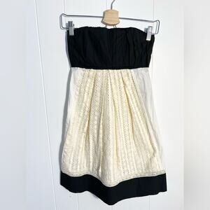 Philosophy di Alberta Ferretti strapless black and white dress crochet detail
